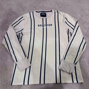 Hollister Beige & Navy Vertical Stripe Long Sleeve Tee